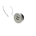USB double socket 24Vdc, sek. 5V, 1x2.1A / 2x1.05A, max. 15W, stainless steel look, incl. adaptor ring, inox look