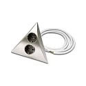 Toma de corriente LUXOR 2 ST doble, con cable abierto, acero mate