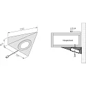 LED triangular under-cabinet luminaire UL 2-LED F, homogeneous area light, IP20, LED24 connection, CRi>90, 3W 3000K 210lm 110°