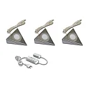 Luminaria de subestructura UL 2-LED F angular, juego de 3 IP20, acero inoxidable, ópalo  15W 210lm 4000K CRI 90-100 12.4cm