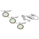 3pc. set of LED panel luminaire FR 68-LED, round, incl. transformer LED 24 / 15W, 4W 3000K 270lm 110°, inox look