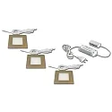 Luminaria empotrable FQ 68-LED angular, juego de 3, con enchufe IP20, acero inoxidable