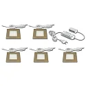 Luminaria empotrable FQ 68-LED angular, juego de 5 IP20, acero inoxidable, ópalo regulable 20W 1350lm 3000K CRI 90-100