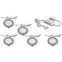 5pc. set of recessed LED panel luminaire FR 78-LED, IP44, LED24 connection, CRi>90, 4W 3000K, inox look