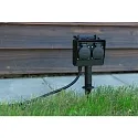 HEITRONIC Enchufes de jardín con pincho para clavar DUBAI doble, con enchufe, grafito