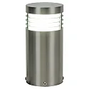 HEITRONIC Luminaria de zócalo ARUBA 210MM cilíndrico, radiación lateral E27 IP44, acero inoxidable regulable