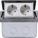 Toma de corriente TIVOLI IP20 - SEMI REC – SOFT OPEN doble, con cierre de seguridad para niños, acero inoxidable