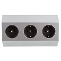 Toma de corriente SALERNO / CORNER SURFACE MOUNT 3 veces, con cable abierto, inclinado