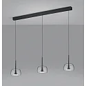 Helestra Luminaria colgante FLUTE de 3 llamas IP20, satinado, cromo negro regulable