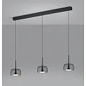 Helestra Luminaria colgante FLUTE de 3 llamas IP20, satinado, cromo negro regulable