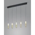 Helestra Luminaria colgante LIDOS de 5 llamas, directo / indirecto IP20, negro mate regulable