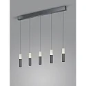 Helestra Luminaria colgante LIDOS de 5 llamas, directo / indirecto IP20, cromo negro regulable