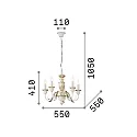 Ideal Lux Luminaria araña DORA SP5 de 5 llamas E14 IP20, oro antiguo, hoja de oro 