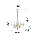 Ideal Lux Luminaria araña DORA SP8 de 8 llamas E14 IP20, oro antiguo, hoja de oro 
