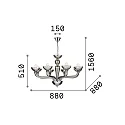 Luminaria araña CASANOVA SP8 de 8 llamas E14 IP20, blanco 