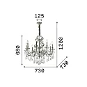 Ideal Lux Luminaria araña GIOCONDA SP8 de 8 llamas E14 IP20, dorado 