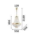 Ideal Lux Luminaria colgante CAESAR de 12 llamas G9 IP20, dorado