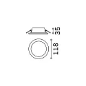 LED recessed area light GROOVE ROUND, IP20, Ø 11.8cm, 10W 3000K 890lm 110°, white