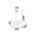Ideal Lux Pendant luminaire MAPA PLUS, 11 flame, Ø 58cm, E14, metal / white etched glass