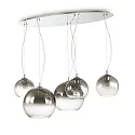 Luminaria colgante NEMO PLUS de 5 llamas E27 IP20, cromo, claro