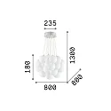 Ideal Lux Pendant luminaire MAPA PLUS, 22 flames, Ø 80cm, E14, metal / white etched glass