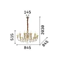 Ideal Lux Luminaria araña STRAUSS de 12 llamas E14 IP20, ámbar, dorado rojizo, transparente