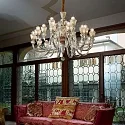 Ideal Lux Luminaria araña STRAUSS de 18 llamas E14 IP20, ámbar, dorado rojizo, transparente