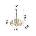Ideal Lux Luminaria araña STRAUSS de 18 llamas E14 IP20, ámbar, dorado rojizo, transparente