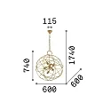 Ideal Lux Luminaria colgante KONSE de 6 llamas E27 IP20, dorado, satinado