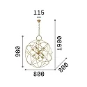 Ideal Lux Luminaria colgante KONSE de 7 llamas E27 IP20, dorado, satinado