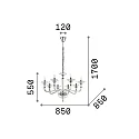 Ideal Lux Luminaria araña DANIELI de 8 llamas E14 IP20, ámbar, dorado