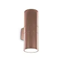 Luminaria de pared para exteriores GUN BIG Arriba-Abajo, de 2 llamas E27 IP54, transparente, marrón café 