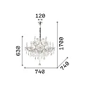Ideal Lux Luminaria araña NAPOLEON de 12 llamas E14 IP20, dorado