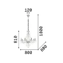 Ideal Lux Luminaria araña AMADEUS de 8 llamas E14 IP20, cromo, transparente
