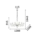 Ideal Lux Luminaria araña BRIGITTA de 12 llamas E14 IP20, ámbar