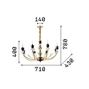 Ideal Lux Luminaria araña VANITY de 8 llamas E14 IP20, dorado, negro, transparente