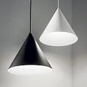 Ideal Lux Pendant luminaire, A-LINE, Ø 30cm, E27, matt black / shade white on the inside