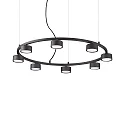 Luminaria colgante MINOR ROUND de 8 llamas GX53 IP20, negro, con recubrimiento de polvo