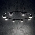 Ideal Lux Luminaria colgante MINOR ROUND de 8 llamas GX53 IP20, negro, con recubrimiento de polvo