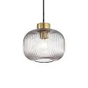Pendant luminaire MINT-2, Ø 20cm, E27, smoked glass / brass satin