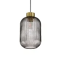 Pendant luminaire MINT-3, Ø 24cm, E27, smoked glass / brass satin