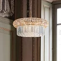 Ideal Lux Pendant luminaire NABUCCO, 12 flames, Ø 60cm, E14, gold / clear chrystals