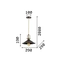 Luminaria colgante ERIS-3 E27 IP20, dorado mate, negro