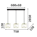 Luminaria colgante LINGOTTO SP3 SINGLE de 3 llamas, 3 veces, ajustable G9 IP20, negro mate, latón satinado 