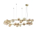 pendant luminaire PERLAGE 30 flames G9 IP20, amber, satined brass dimmable