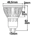 ISOLED LED spot COB, GU10, 5.5W 2700K 330lm 964cd 38°, dimmable, brushed aluminium / clear