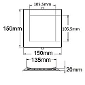 ISOLED LED downlight, IP42, ultra flat, angular, 14.6 x 14.6cm, dimmable, 9W 3000K 590lm 120°, silver