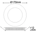 ISOLED LED downlight, IP42, ultra flat, round, Ø 17cm, dimmable, 12W 3000K 900lm 120°, silver