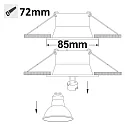 recessed mounting frame for GU10 / MR16, set back, IP54, round, Ø 8.5cm, with glass lens, excl. lamps, white
