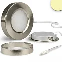 LED under cabinet or recessed light SLIM MiniAMP, IP52, Ø 7cm, dimmable, brushed nickel / diffuse, 24V DC, 3W 2800K 160lm 120°